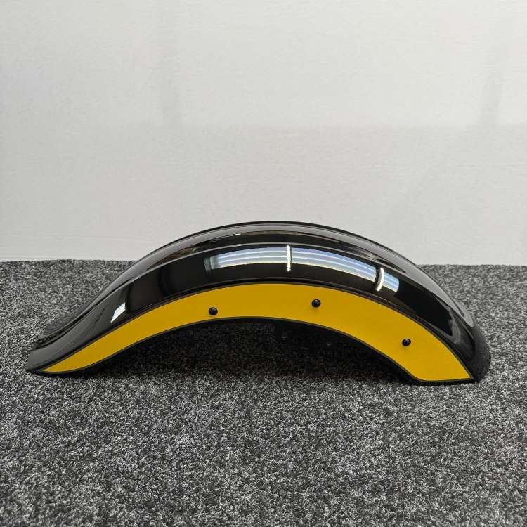 Indian Scout front fender / mudguard in gloss black with yellow graphics